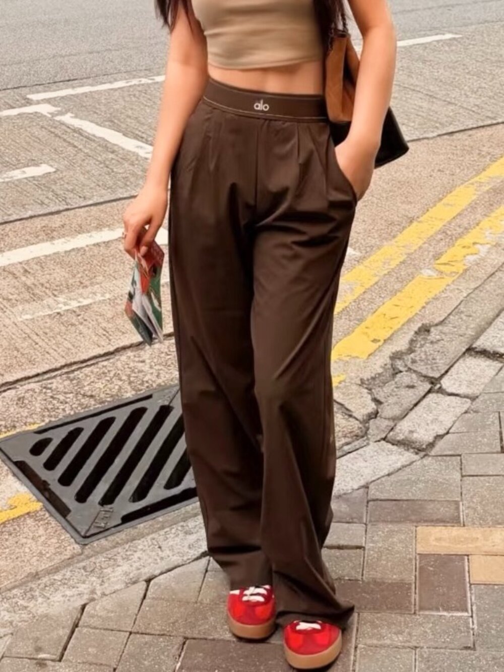 🟤NWT ALO Yoga Coffee Brown Women's Suit Up Pants(Regular 30 inches)
